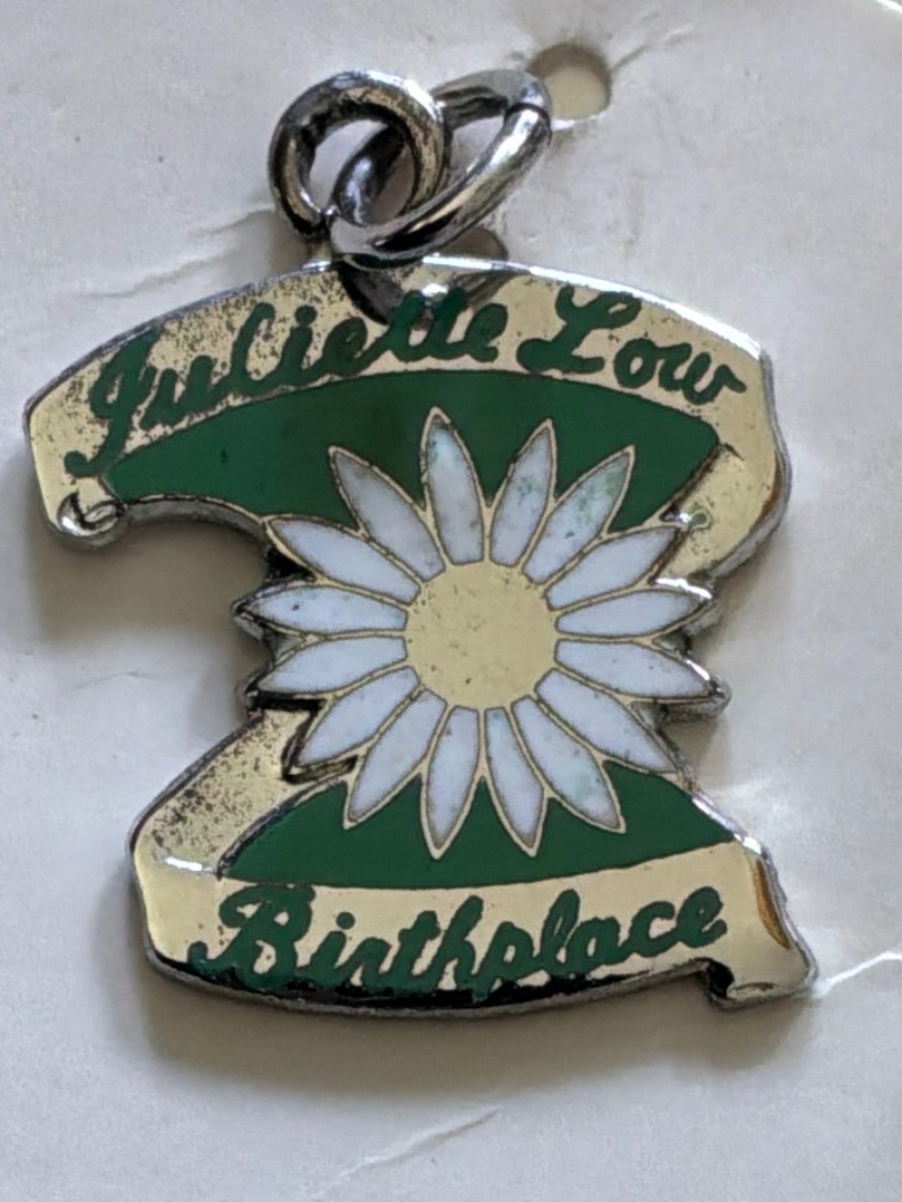 Vintage Girl Scout Juliette Low Birthplace Enamel Daisy Pin - Savannah .925